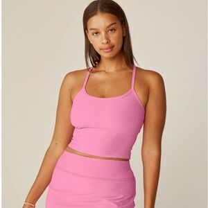 BNWT Beyond Yoga Spacedye Slim Racerback Cropped Tank Pink Bloom Heather S